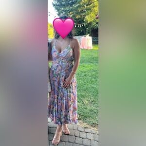 Astr Purple Pleated Wrap Maxi Dress